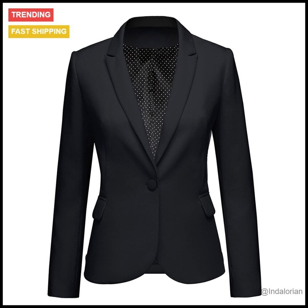Long Sleeve Notch Lapel Blazer Slim Fit Formal Chic Button Down Jacket